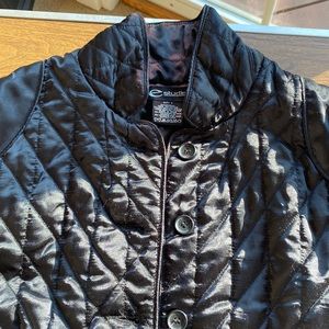 Black satin polyester quilted jacket, e studio, Large